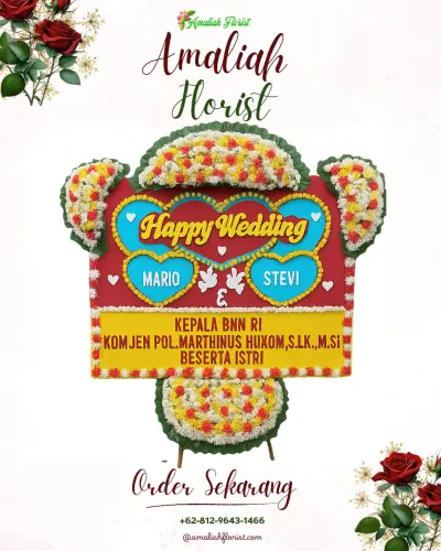 Karangan Papan Bunga Pernikahan di Layang